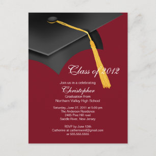 Einladung zur White Maroon Grad Cap Graduation Par