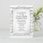 Einladung zur White Sheet Music Wedding (Stehend Vorderseite)