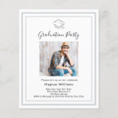 Einladung zur White Silver Foto Graduation Party (Vorderseite)