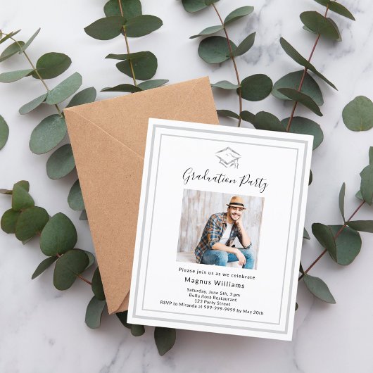 Einladung zur White Silver Foto Graduation Party