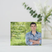 Einladung zur White Text Graduation Party Postkarte (Stehend Vorderseite)