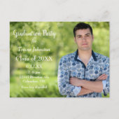 Einladung zur White Text Graduation Party Postkarte (Vorderseite)