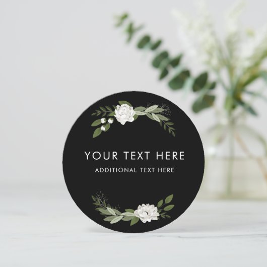 Einladung zur White Wedding Sprigs Round (Stehend Vorderseite)