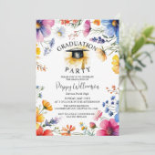 Einladung zur Wildblume von Aquarellfarben (Stehend Vorderseite)