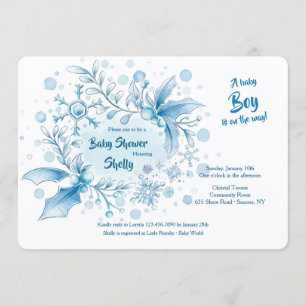 Einladung zur Winter Baby Boy Dusche