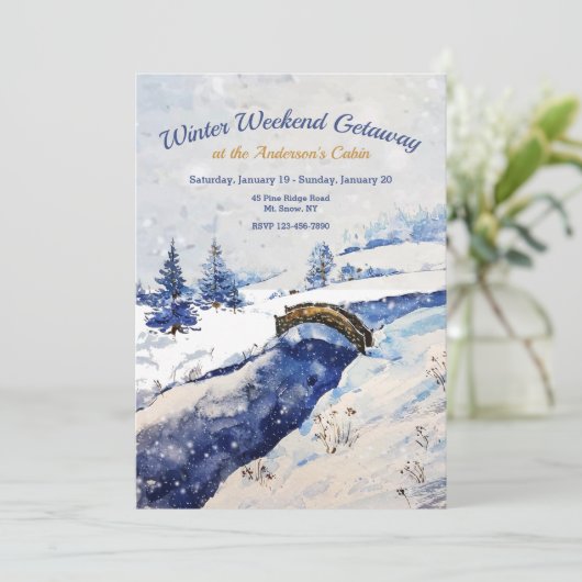 Einladung zur Winter River Bridge (Stehend Vorderseite)