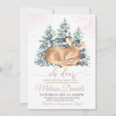 Einladung zur Winter Woodland Animal Deer Baby Dus (Vorderseite)