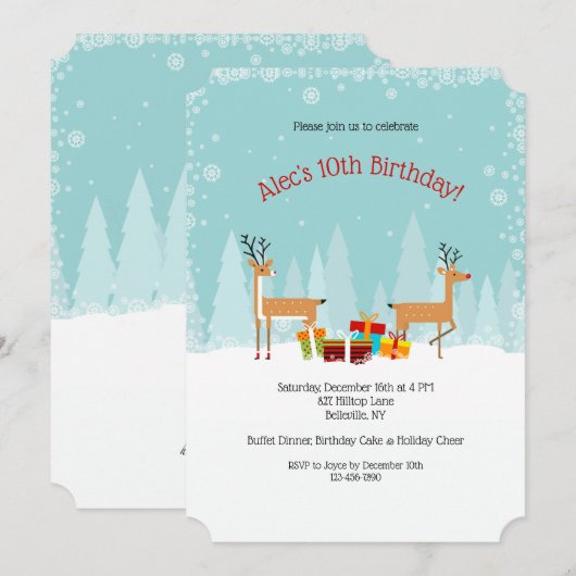 Einladung zur WinterGeburtstagsparty (Vorne/Hinten)
