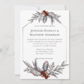 Einladung zur Winterhochzeit in Silber, Grau, Rust (Vorderseite)