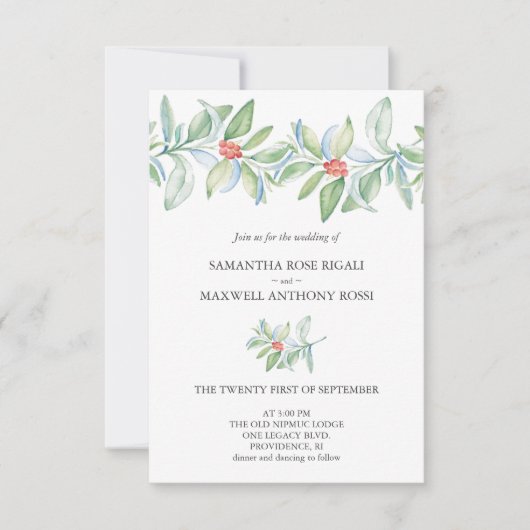 Einladung zur Winterhochzeit mit QR-Code (Vorderseite)