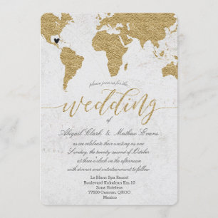 Einladung zur World Map Hochzeit in Urlaubsort Gol