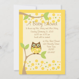 Einladung zur Yellow Owl Baby Dusche