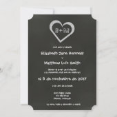 Einladung zur zweisprachigen Chalkboard-Herz-Hochz (Rückseite)