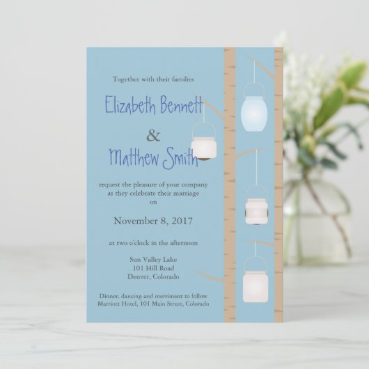 Einladung zur zweisprachigen Hochzeit im Wald (Stehend Vorderseite)