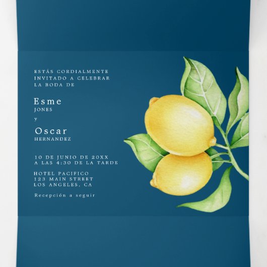 Einladung zur zweisprachigen Hochzeit - Zitronen a (Innenseite Mitte)