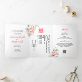 Einladung zur zweisprachigen Peony Wedding (Innenseite)