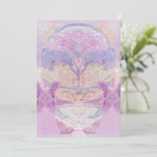 Einladung | Zwei Engel & Tree (Stehend Vorderseite)