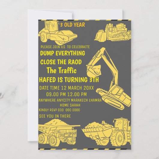 EinladungBau Einladung am Geburtstag, Konstantentu (Vorderseite)