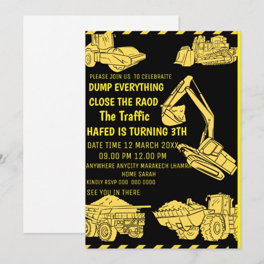 EinladungBau Einladung am Geburtstag, Konstantentu (Vorne/Hinten)