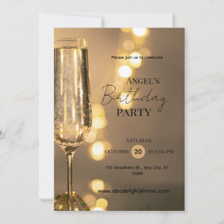 EinladungElegante Champagner-Geburtstagsparty-Einl Einladung