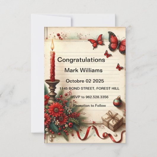 EinladungElegantes Blumenzitat Einladung (Vorderseite)