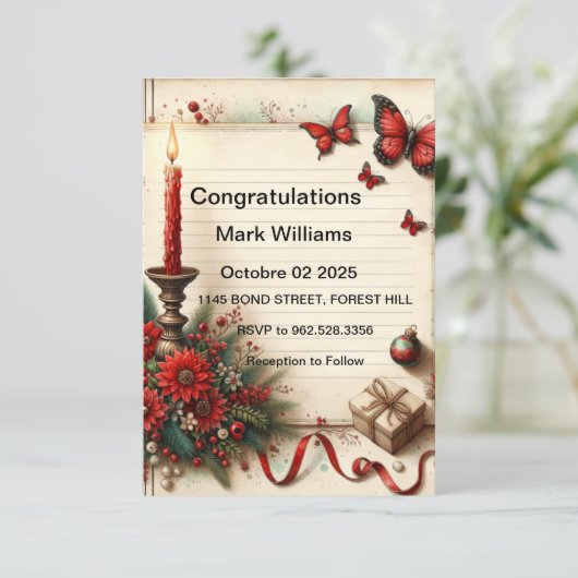 EinladungElegantes Blumenzitat Einladung (Stehend Vorderseite)