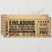 Einladungen 60. Geburtstag – Eintrittskarte (Vorne/Hinten)