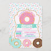 Einladungen abgeben, Pastel Gold Pink Donut Einlad (Vorne/Hinten)