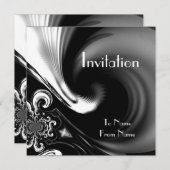 Einladungen Abstraktes Schwarz-Weiß-Metall 2 (Vorne/Hinten)