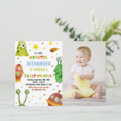 Einladungen am Geburtstag des Monsters Weiß mit Fo (Stehend Vorderseite)