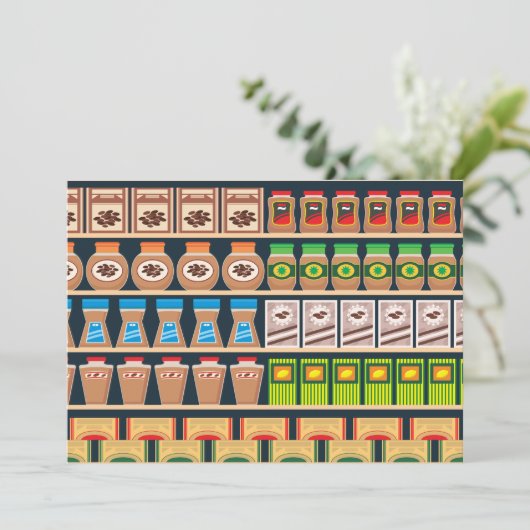 Einladungen an den Supermarkt (Stehend Vorderseite)