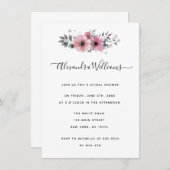 Einladungen: Aquarellfarbe Rosa Blumendusche Einladung (Vorne/Hinten)