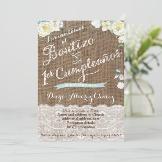 Einladungen auf Spanisch zum Kinderjungweihen (Stehend Vorderseite)