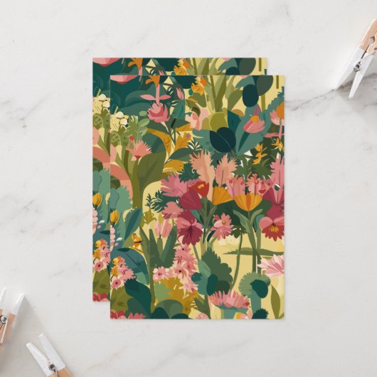 Einladungen Bloomy Gargen Muster (Vorderseite/Rückseite Beispiel)