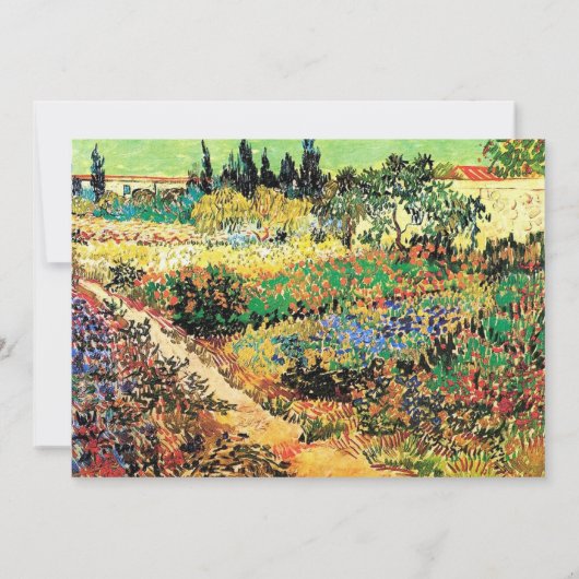 Einladungen. Blühender Garten mit Pfad Einladung (Rückseite)