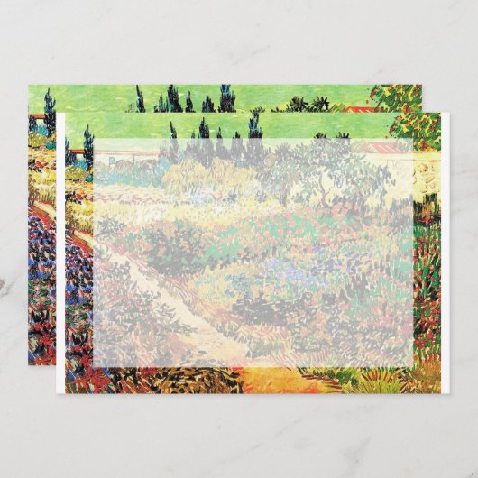 Einladungen. Blühender Garten mit Pfad Einladung (Vorne/Hinten)