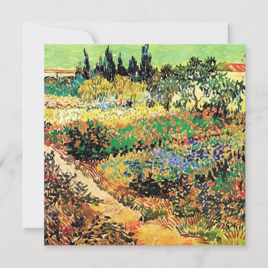 Einladungen. Blühender Garten mit Pfad Einladung (Rückseite)