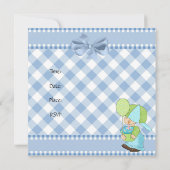 Einladungen Boys 1. Geburtstag Blue White Gingham (Rückseite)