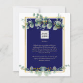 Einladungen De Boda Elegantes Navy Blue Gold (Rückseite)