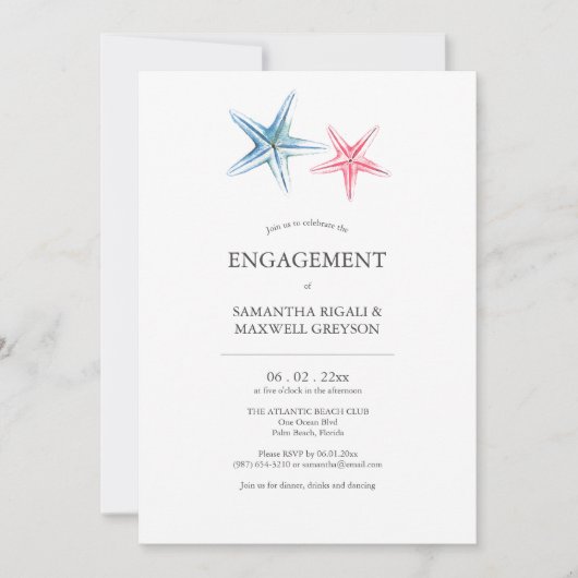 Einladungen der Beach-Engagement-Partei Starfish (Vorderseite)