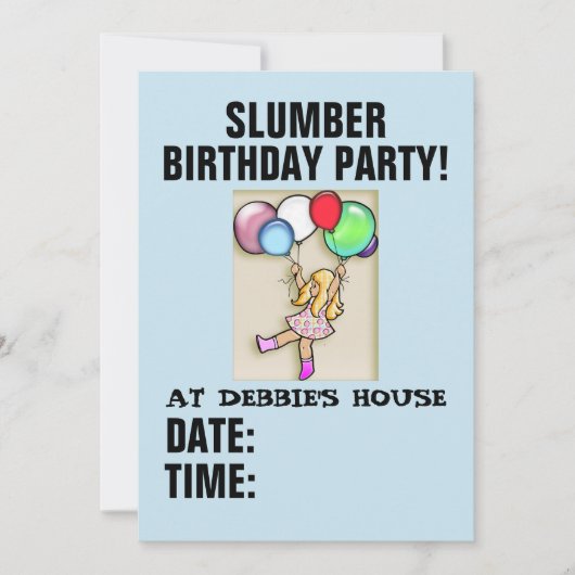 EINLADUNGEN DER BIRTHDAY-PARTEI SLUMBER (Vorderseite)