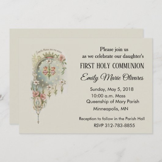 Einladungen der Ersten Heiligen Kommunion durch Mä (Vorne/Hinten)