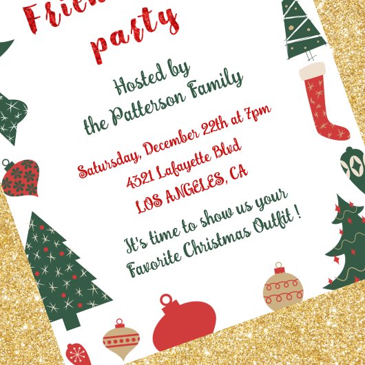 Einladungen der Freundinnen Niedliche Weihnachtsbä