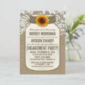 Einladungen der Jar-Engagement-Partei Burlap Lace  (Stehend Vorderseite)
