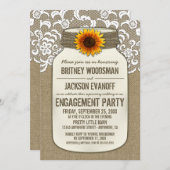 Einladungen der Jar-Engagement-Partei Burlap Lace  (Vorne/Hinten)