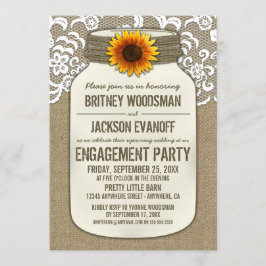 Einladungen der Jar-Engagement-Partei Burlap Lace 