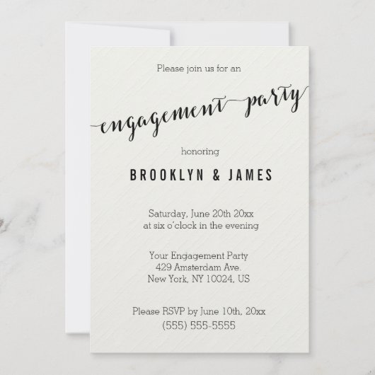 Einladungen der schwarzen und weißen Engagement-Pa (Vorderseite)