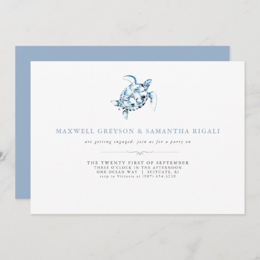 Einladungen der Verbindungspartei Watercolor Beach (Vorne/Hinten)