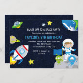 Einladungen des Astronauten zum Geburtstag (Jungen (Vorne/Hinten)