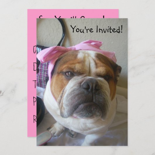 Einladungen Englisch Bulldog Geburtstag oder irgen (Vorne/Hinten)